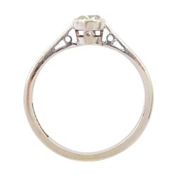 Early 20th century white gold milgrain set single stone old cut diamond ring, stamped 18ct & Plat, diamond approx 0.25 carat