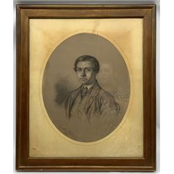 English School (19th century): B L Norton, Victorian pastel oval portrait unsigned, titled and dated 1859, 45cm x 36cm 