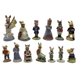 Group of thirteen Royal Doulton Bunnykins figures, including Bunnykins Royal family set and limited edition England Athlete Bunnykins