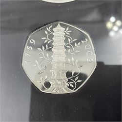 The Royal Mint United Kingdom 2009 proof coin set, including Kew Gardens fifty pence, cased with certificate
