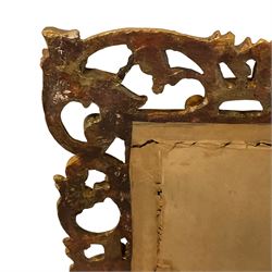 Italian gilt framed Florentine wall mirror, pierced and scrolling foliate decoration surrounding rectangular plate