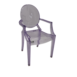 Philippe Starck for Kartell - Clear acrylic 'Louis Ghost' chair (W53cm) together with a matching child's purple acrylic 'Lou Lou Ghost' chair