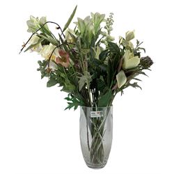 John Rocha for Waterford 'Signature' pattern cut glass vase H34cm containing artificial flowers