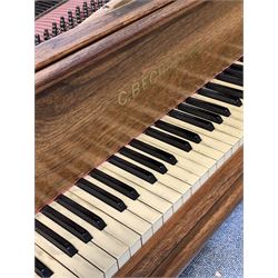 C. Bechstien boudoir grand piano, iron framed and over strung, in pale rosewood case, raised on square tapered supports with castors, stamped 19420 underneath L198cm