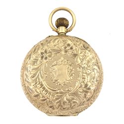 Early 20th century 12ct gold open face ladies keyless cylinder pocket watch, London import marks 1911