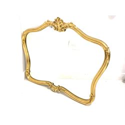 18th century design wall mirror, the gilt frame of serpentine form centred by shell pediment 102cm x 78cm