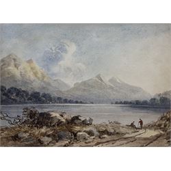 Anthony Vandyke Copley Fielding (British 1787-1855): A Lake Landscape, watercolour indistinctly signed, labelled verso 17cm x 24cm