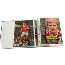 Mostly English footballing autographs and signatures, including Bobby Charlton, Matt Busby, Nobbie Stiles, George Best, Steve Coppell etc, in one folder