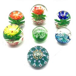 Group of assorted paperweights, to include Selkirk, mostly having floral decoration (7)