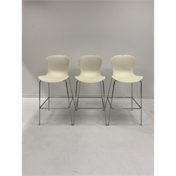  Kasper Salto for Fritz Hansen - set of three 'Nap' bar stools, ribbed nylon shell seat raised on chrome base, W56cm  