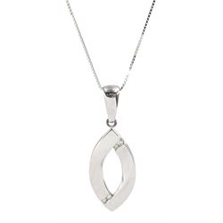 9ct white gold diamond pendant necklace, stamped