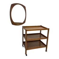 Retro three tier tea trolley together with a squared mirror 