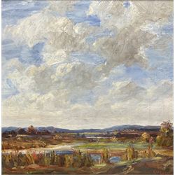 E William Kneen (British 1862-1921): Wetlands on the Isle of Man, oil on board signed 37cm x 37cm