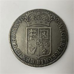 William and Mary 1689 half crown coin 