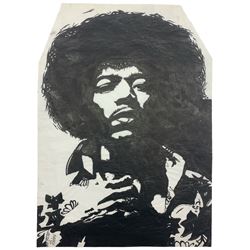 Pete (Peter) Marsh (British 1945-): Jimi Hendrix, pen and ink on paper signed and dated '89, 42cm x 30cm (unframed)