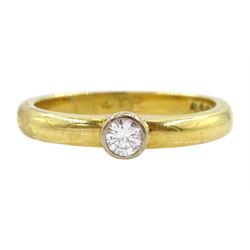 18ct gold bezel set single stone diamond ring, Sheffield 1993, diamond approx 0.15 carat
