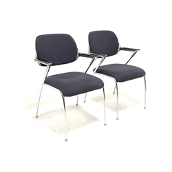 Set four Brunner golf stacking chairs by Francesco Zaccone, upholstered seats and backs and tubuar chrome supports 