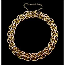 Early 20th century 15ct rose gold fancy knot link bracelet, stamped 15