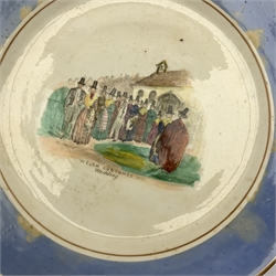  Royal Crown Derby Cabinet plate hand painted with fish by C. Gresley and a pair of Victorian 'Welsh Costumes' plates retailed by H. Mitchell, Castle St. Swansea (3)  