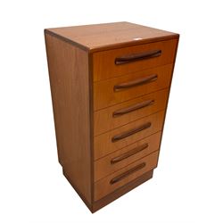 Victor B Wilkins for G-Plan - mid 20th century 'Fresco' teak straight-front chest, rectangular top over six drawers 