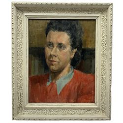 Jack Hellewell (Northern British 1920-2000): Head and Shoulders Portrait of Jack's Sister Edith, oil on canvas labelled and dated c.1937 verso 35cm x 28cm
Provenance: direct from the family of the artist