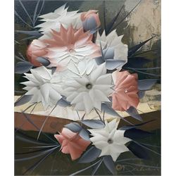 Continental School (Contemporary): Still Life of Pink and White Flowers, oil on canvas indistinctly signed 60cm x 51cm