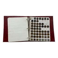 Great British and world coins including King George III 1816 half crown, King George IV 1826 shilling, three Queen Victoria half crowns dated 1874, 1894 and 1895,  pre-decimal coinage etc, housed in a ring binder folder and a Seaby coins of England reference book