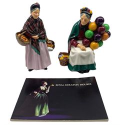 Royal Doulton figure 'The Orange Lady' HN1739, 'The Balloon Seller' HN1315 Max H21cm together with Royal Doulton Figures book