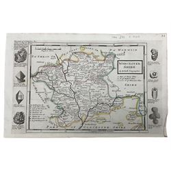 Herman Moll (Dutch/British 1654-1732): 'Worcestershire (3)' 'Rutlandshire' and 'Herefordshire', set three 18th century engraved maps one with hand-colouring, with the associated antiquarian and historical finds to the border pub. c1724, 21cm x 31cm (5) (unframed)
Notes: one of the Worcestershire maps is a rare Rocque first edition