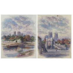George Fall (British 1845-1925): 'Bootham Bar - Minster York' and 'Marygate Tower - Minster York', pair watercolours signed and titled 33cm x 24cm (2)