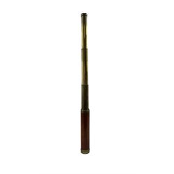 19th century mahogany and brass three-drawer telescope by T. Harris of London, L71cm fully extended
