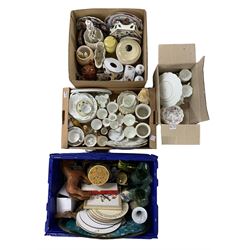 Quantity of china, glassware etc in four boxes including Imari