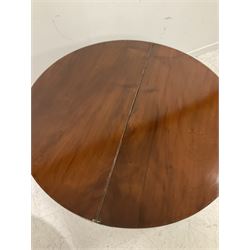 Georgian style demi lune mahogany table, the fold over top raised on square tapered supports 