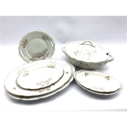 KPM dinner and coffee service comprising 12 dinner plates, side plates, soup bowls, tea plates, coffee pot, cups & saucers, oval platters, two sauceboats and other pieces (qty)