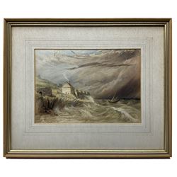 Circle of Henry Barlow Carter (British 1804-1868): Shipping in Choppy Seas, watercolour unsigned 20cm x 28cm