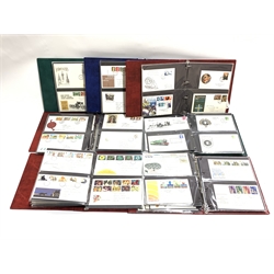 Great British Queen Elizabeth II first day covers in seven ring binder albums, dating from the 1950s to the 1990s, many with address written in pen, a well presented collection