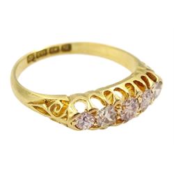 Early 20th century 18ct gold five stone old cut diamond ring, Birmingham 1915, total diamond weight approx 0.45 carat