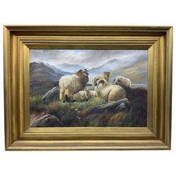 William Perring Hollyer (British 1834-1932): Sheep Resting in a Highland Landscape, oil on canvas signed and dated '99, 50cm x 75cm