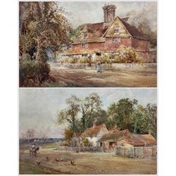 William Ramsey (British Early 20th Century): Country Cottage and Farmstead with Chickens, pair watercolours signed 35cm x 50cm (2)