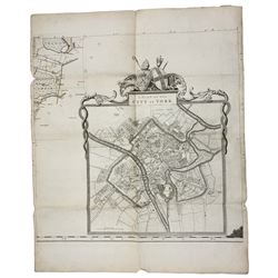 Thomas Jefferys (British 1719 – 1771): 'A Plan of the City of York', original engraved map with hand colouring pub. 1772, 74cm x 60cm (unframed)