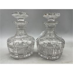 Pair of cut glass decanters with mushroom stoppers