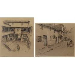 Cecil Aldin (British 1870-1935): 'The New Inn Gloucester' and 'The George Inn Dorchester', two chromolithographs from the Old English Inns series signed in pencil with Fine Art Trade Guild Blindstamp 41cm x 35cm and 36cm x 41cm (2)