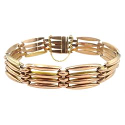 Early 20th century 9ct rose gold four bar link bracelet, stamped 9c