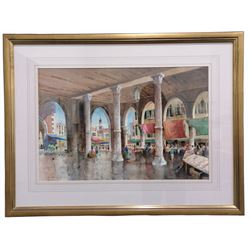 John Barrie Haste (British 1931-2011): Venetian Market Scene, watercolour signed 42cm x 63cm