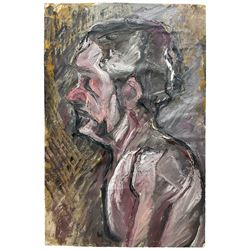 English School (mid 20th century): Abstract Side Profile Portrait of a Gentleman, oil on board unsigned 77cm x 50cm (unframed)