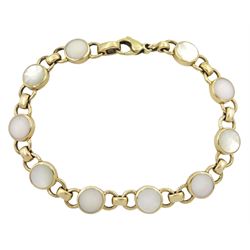9ct gold circular mother of pearl link  bracelet, stamped 375 with Sheffield assay mark