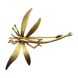9ct gold dragonfly brooch, London import marks 1979