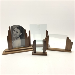  Four Art Deco oak photo frames, three having stepped mounts, H28cm max (4)  