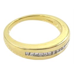 18ct gold channel set baguette cut diamond half eternity ring, hallmarked
