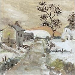 Kathleen Stoneham (British Late 20th century): Winter Village Scene, gouache signed verso 20cm x 20cm